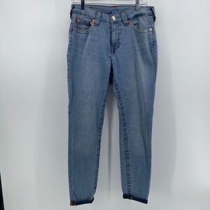 True Religion Jennie Curvy Mid Rise Skinny Jeans Women 30 Light Wash Stretch